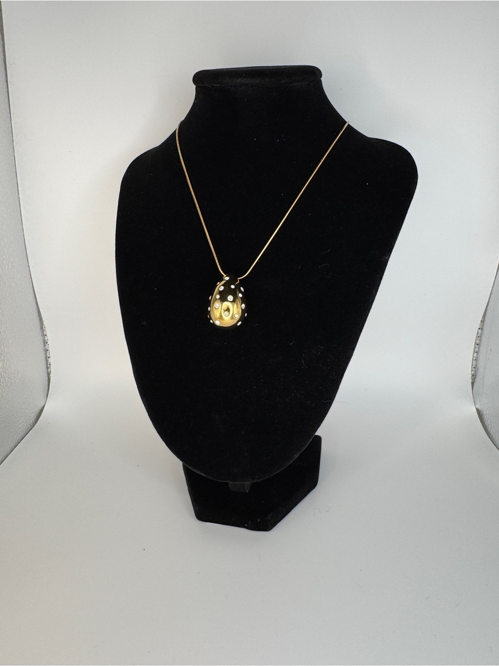 Gold-tone Pendant Necklace with Crystal Accents